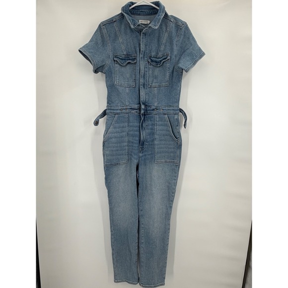Good American Pants - Good American Denim Jumpsuit Women Size L Blue Short Sleeve Utility Boiler Suit